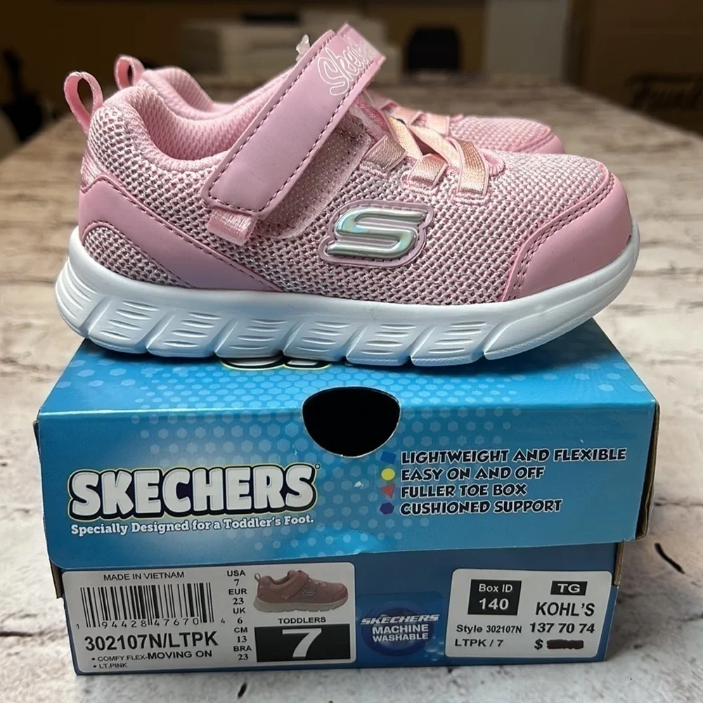 Sketchers Kids Sneakers Comfy Flex - Moving On Pink Sz 7